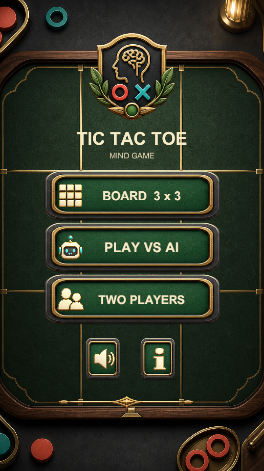 Tic Tac Toe Mind Game main menu